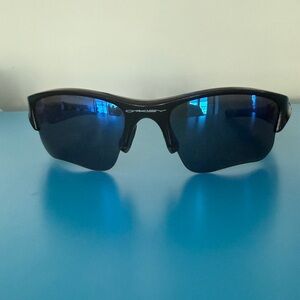 Oakley Flak Jacket Sunglasses - Black Frame with Blue Mirrored Lenses